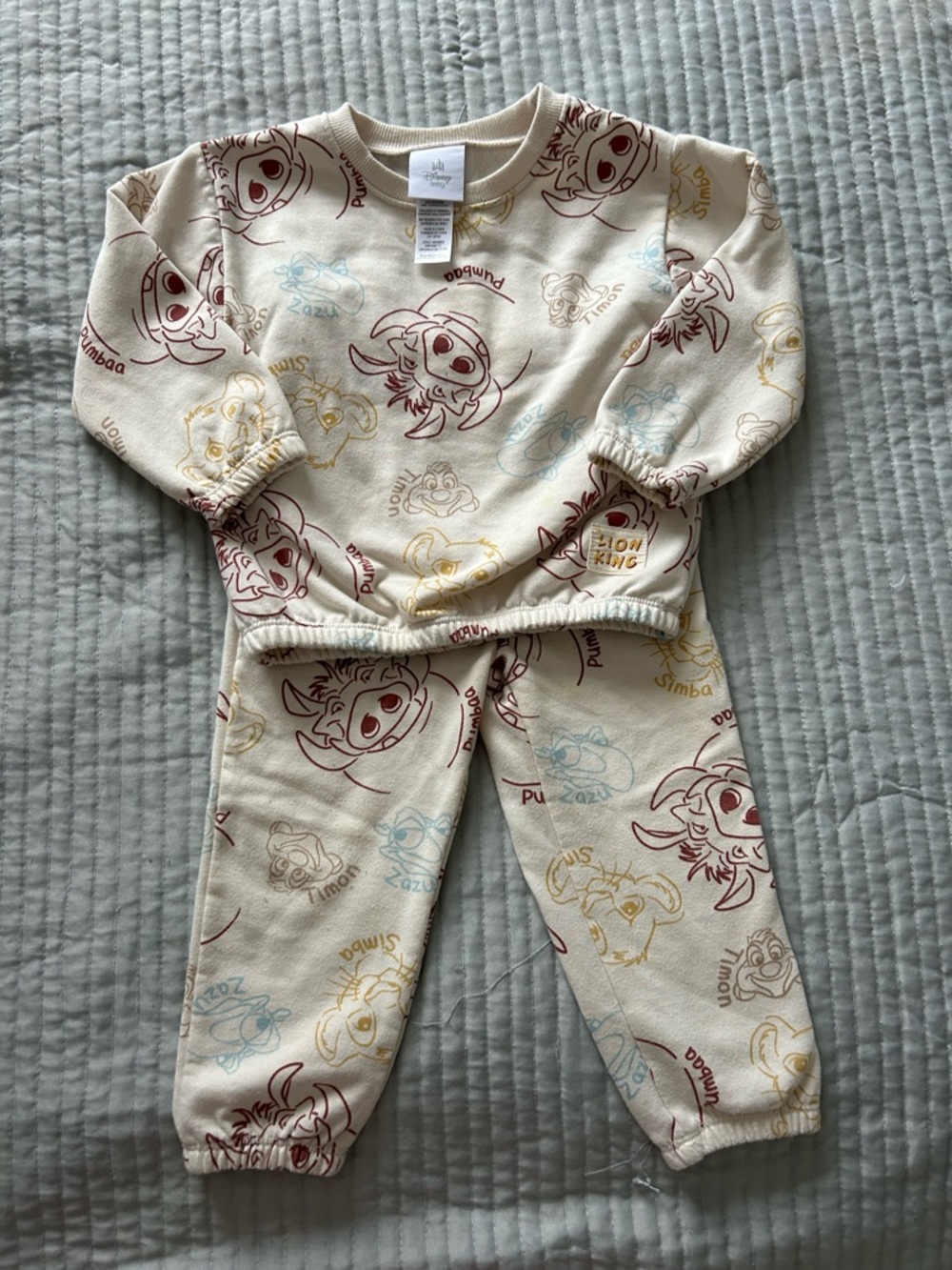 Disney Cream Lion King Character Sweat Suit Set